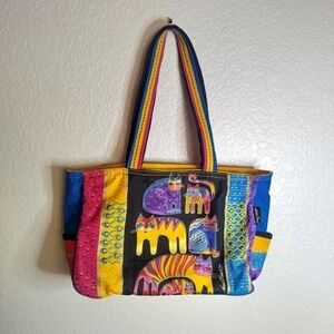 Laurel Burch Sun N Sand Fantastic Feline Totem Tote Bag Purse Handbag Cats Color